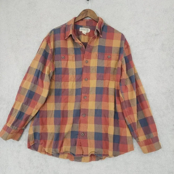 Duluth Trading Co Mens Relaxed Fit Flannel Button down Shirt L 18CT - Picture 1 of 5